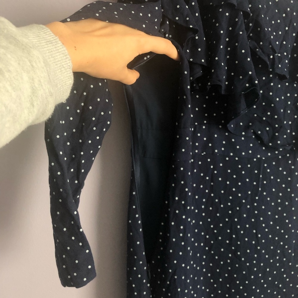 Wayf Blue & White Polka Dot One Shoulder Dress NWT - Picture 4 of 7
